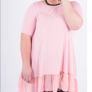Pink Chiffon Ruffle Tunic by A&D NWT